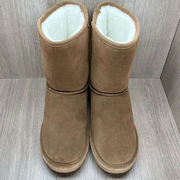 BEARPAW Boots Unisex Sz 9/10 Pull On Shearling Fleece-Lined Winter Suede Brown - Picture 7 of 10